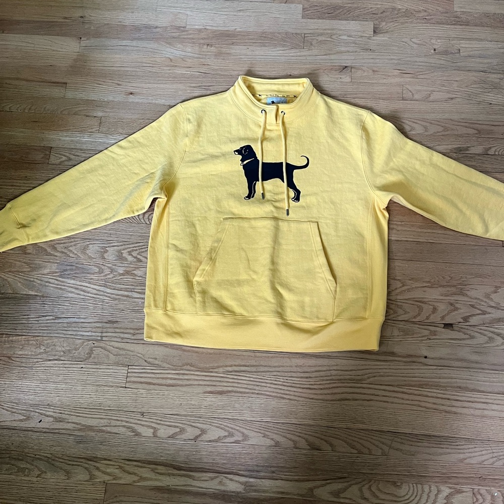 Yellow black dog pullover sweatshirt with neck cuff